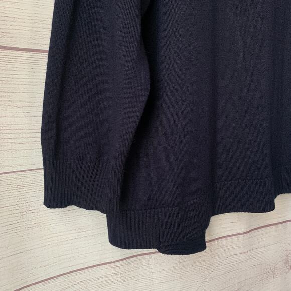 Verve Ami Navy Blue Cardigan Sweater Open Front Elbow Length Sleeves Size Small - Picture 12 of 13
